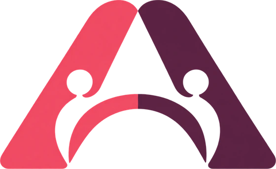 The AshtaSetu mark: a rounded A whose two sides are two people, joined by a bridge